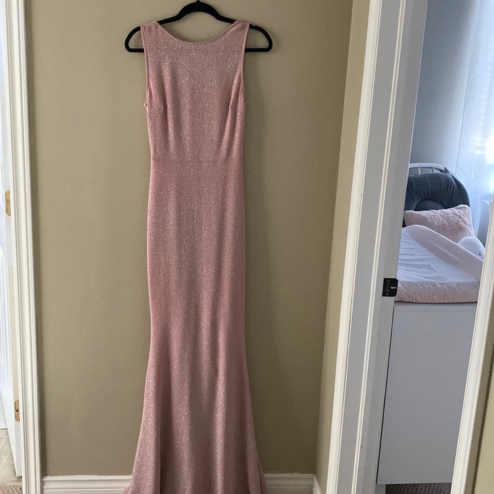 Sparkly blush pink evening gown